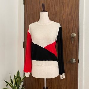 Vintage 60’s mod sweater in ivory, red and black